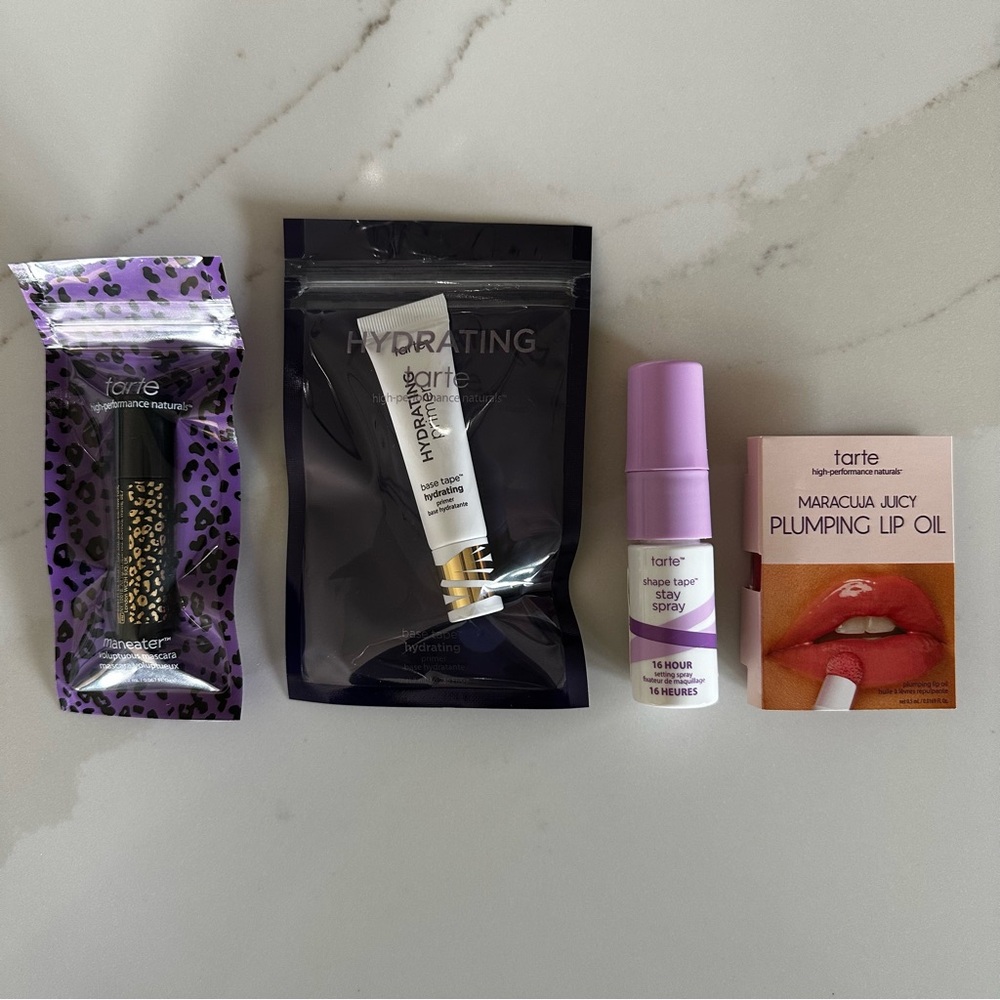 NWT Tarte Beauty Favorites Bundle Maneater Mascara, Stay Spray, Primer, Lip Oil